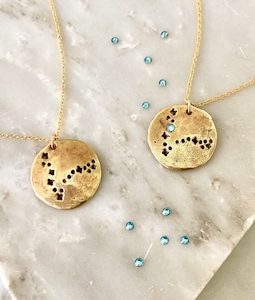 Zodiac Coin Birthstone Necklace | Constellation Necklace