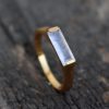 Natural Moonstone Rectangle Bar Ring, 18K Gold Filled 925 Sterling Silver Ring, Handmade Ring, Wedding Jewelry, White Rainbow, Gift Ring