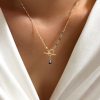 Sapphire Orion design twist toggle necklace (14K gold filled / Genuine sapphire) September birthstone
