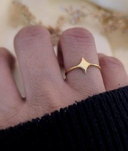 Four Pointed Star Ring | Minimalist Celestial Star Stacking Ring | Statement Jewelry | Tiny Gold Star Rings | Gift for her
