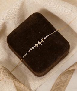 Dainty Octagonal Star Moon Bracelet,925 Sterling Silver Star Bracelet,Minimalist Anniversary Gift For Her,Mother's Day Gift,Bridesmaid Gifts