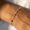 14K Gold Blue Sapphire Bracelet for Women, Minimalist Blue Stone Jewelry, September Birthstone Gift, Dainty Diamond Style Chain Bracelet