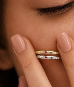 Celestial Star Ring Colorful Crystal Band, Dainty Titanium Steel Stacking Ring Gift for Her