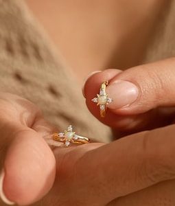 Dainty Opal Star Hoop Huggie Earrings, Diamond Starburst Hoop Earrings, Minimalist Opal Earrings, Celestial Jewelry, Bridesmaid Gift for Her