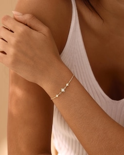 Octagonal Star Diamond Bracelet, Dainty Star Bracelet for Women, 925 Sterling Silver CZ Bracelet, Bridesmaid Gift, Christmas Gift for Her